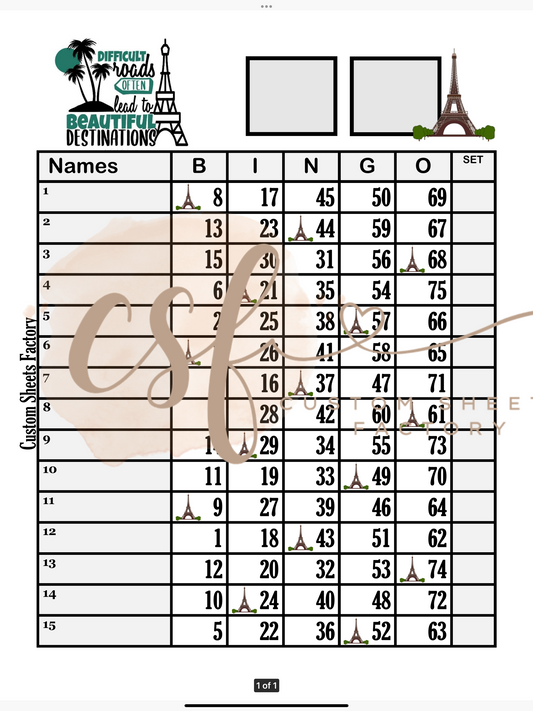 Beautiful Destinations - - 15 line - 75 ball