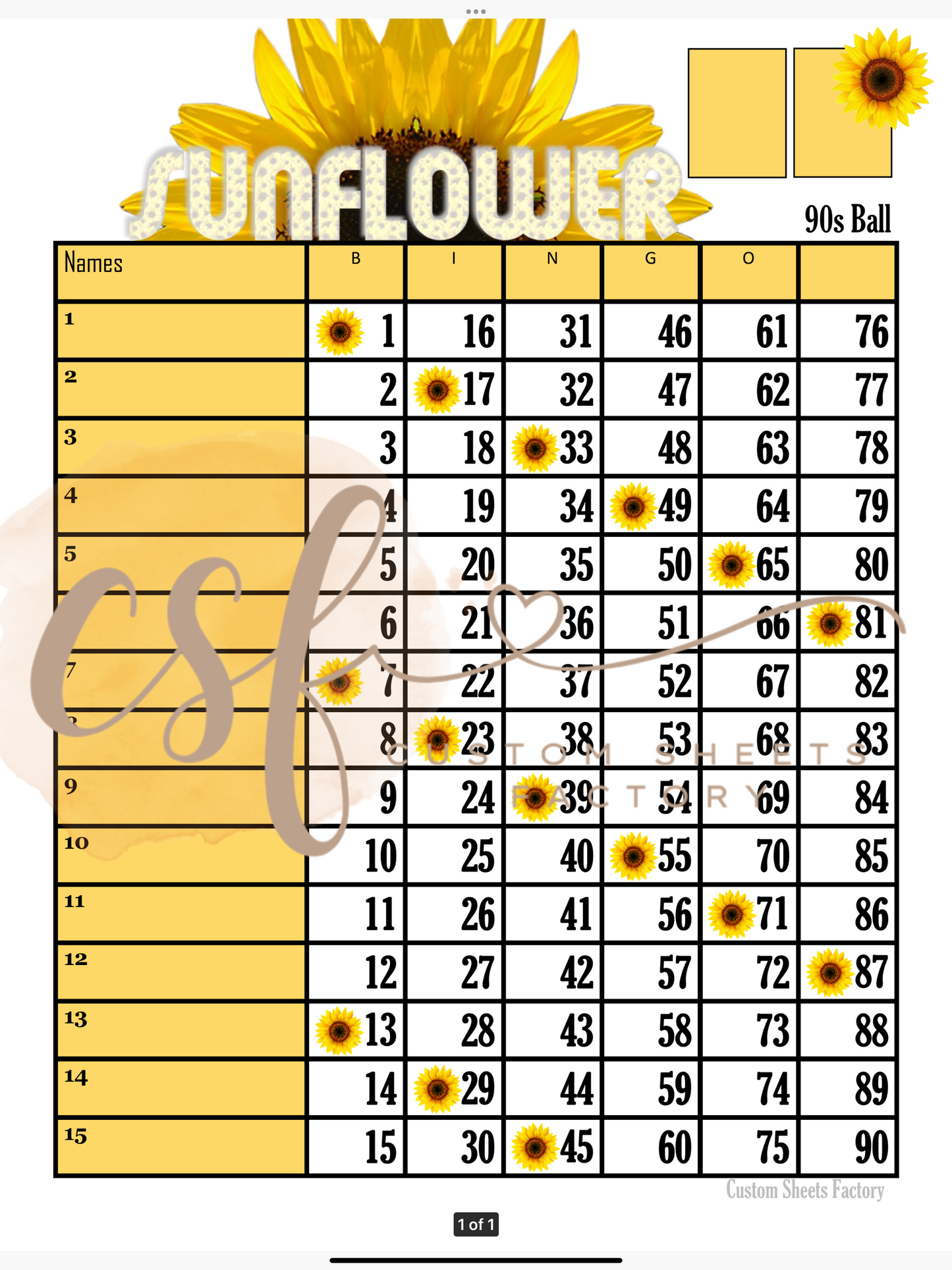 Sunflower - 15 line - 90s ball