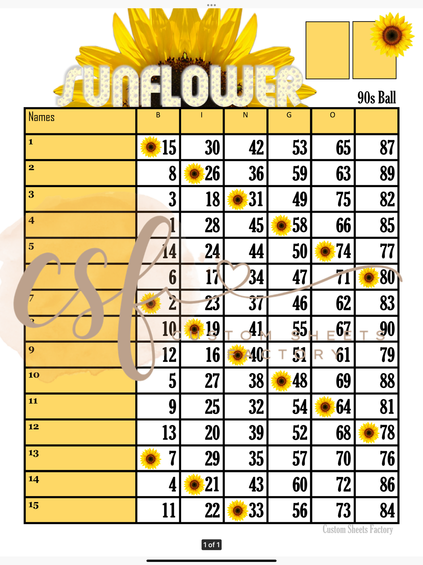 Sunflower - 15 line - 90s ball