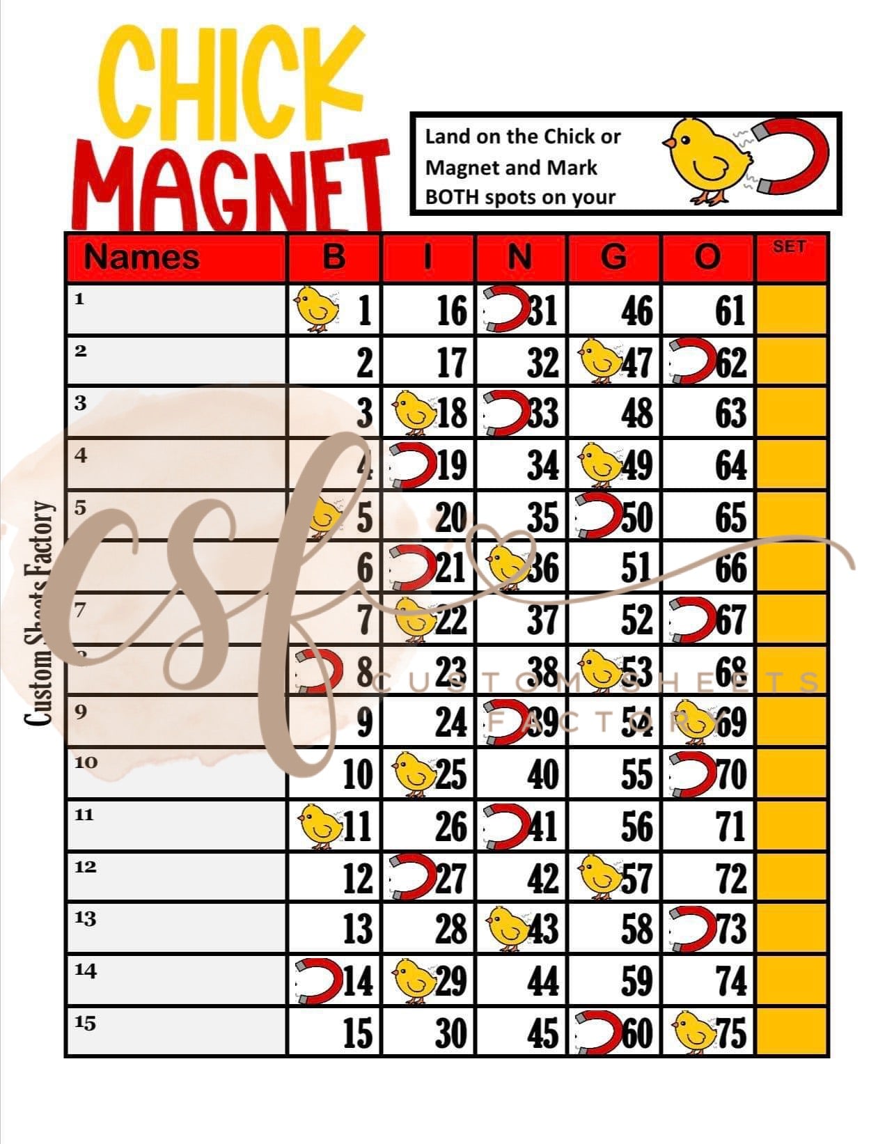 Chick Magnet - 15 Line - 75 Ball