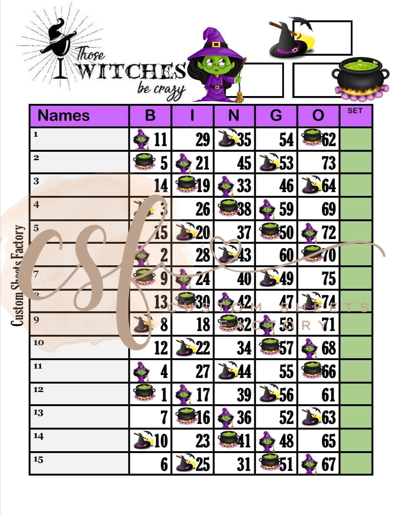 Witches be Crazy - 15 line - 75 Ball