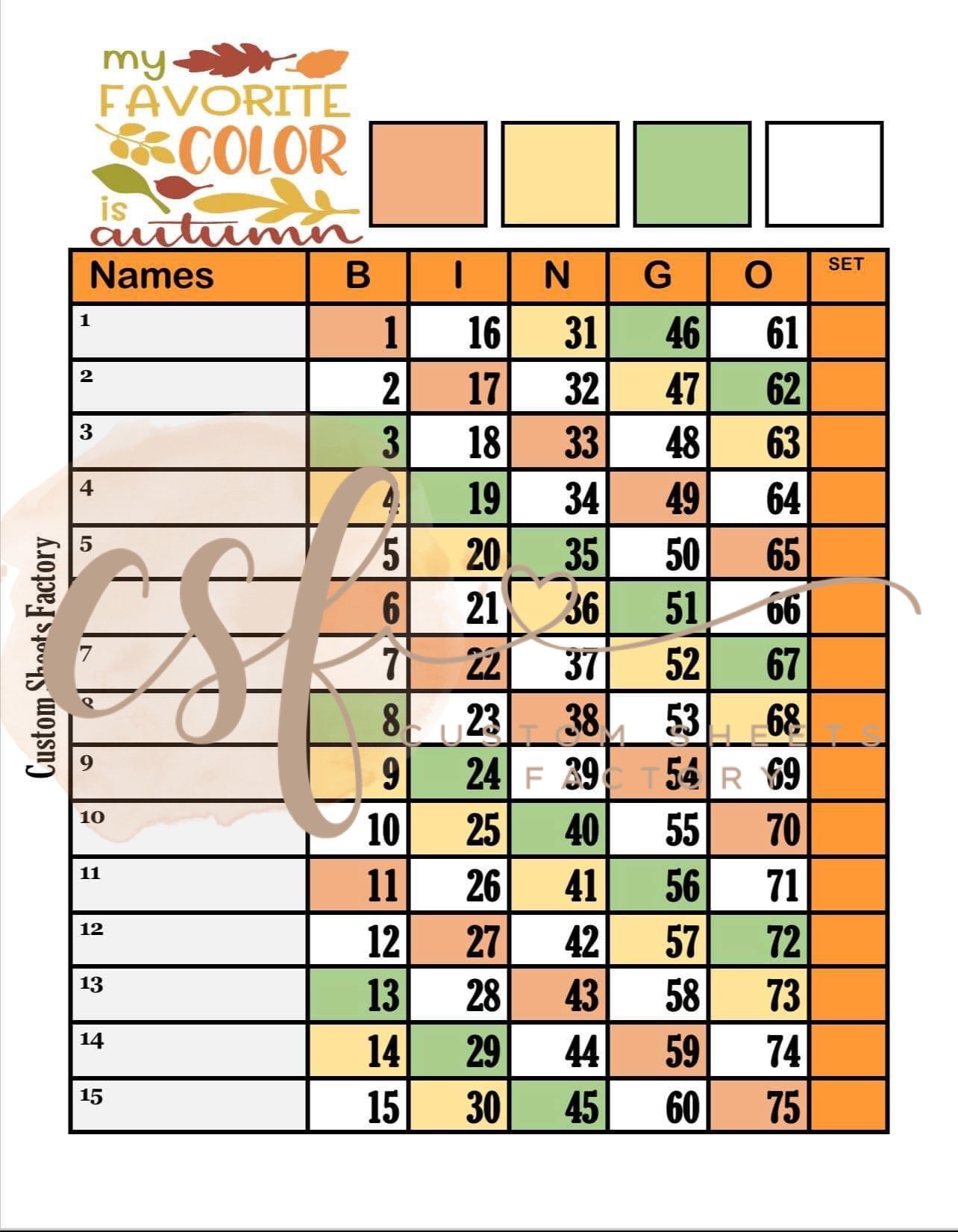 My favourite colour is autumn - 15 line - 75 ball