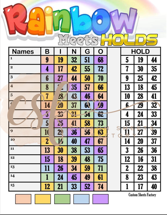 Rainbow Meets Holds - 15 Line - 75 Ball