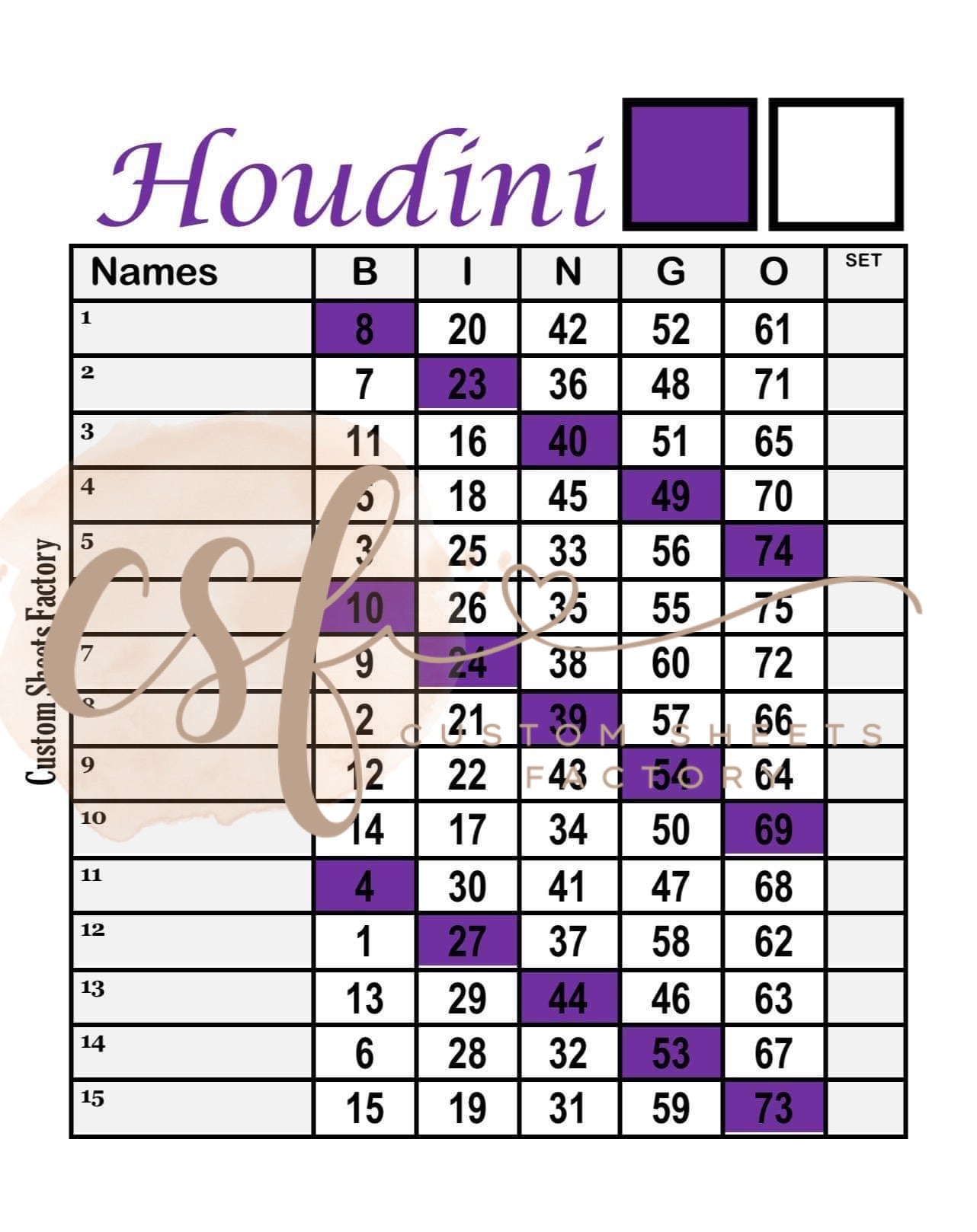 Houdini - Various Colours - 15 line