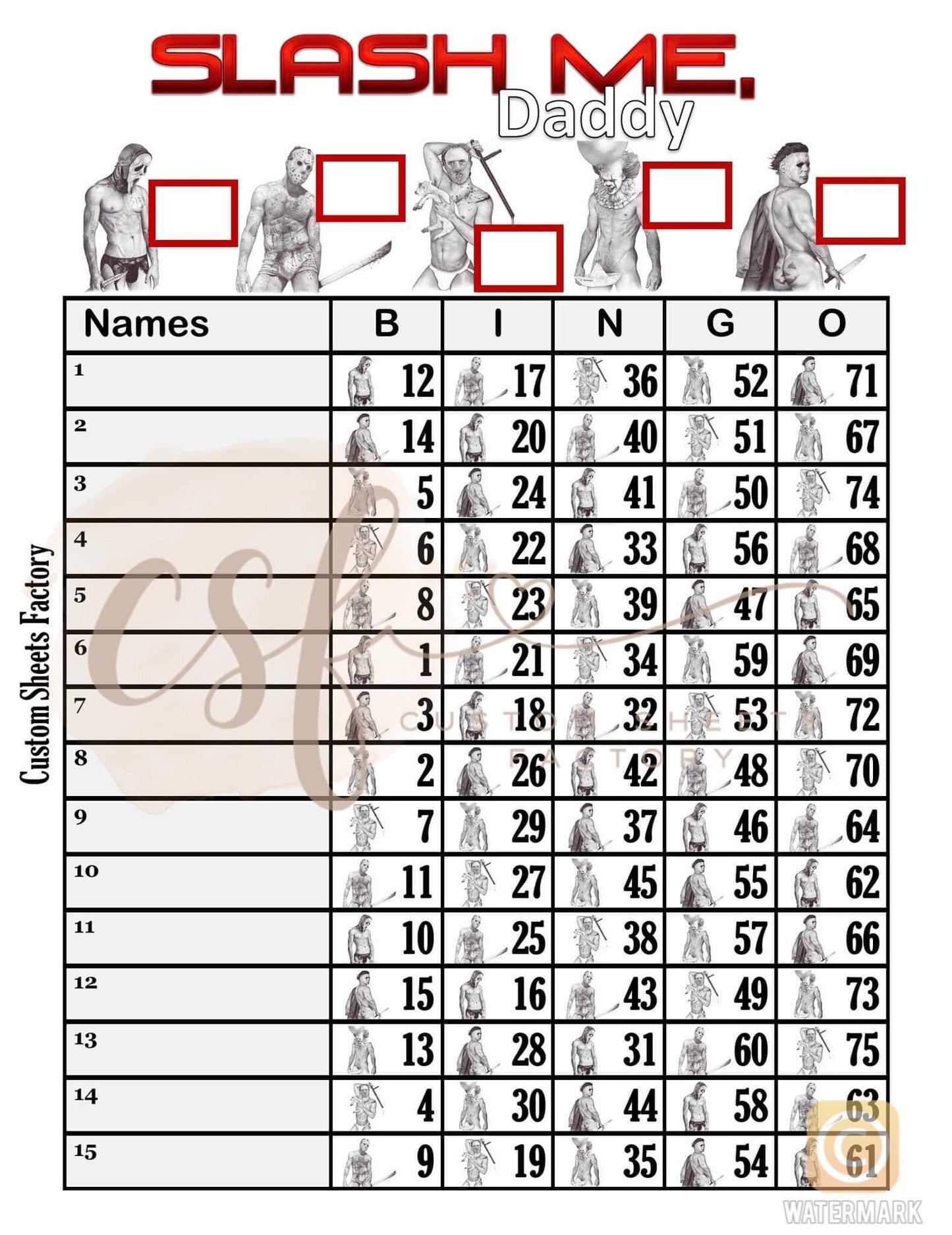 Slash me Daddy - 15 Line - 75 Ball