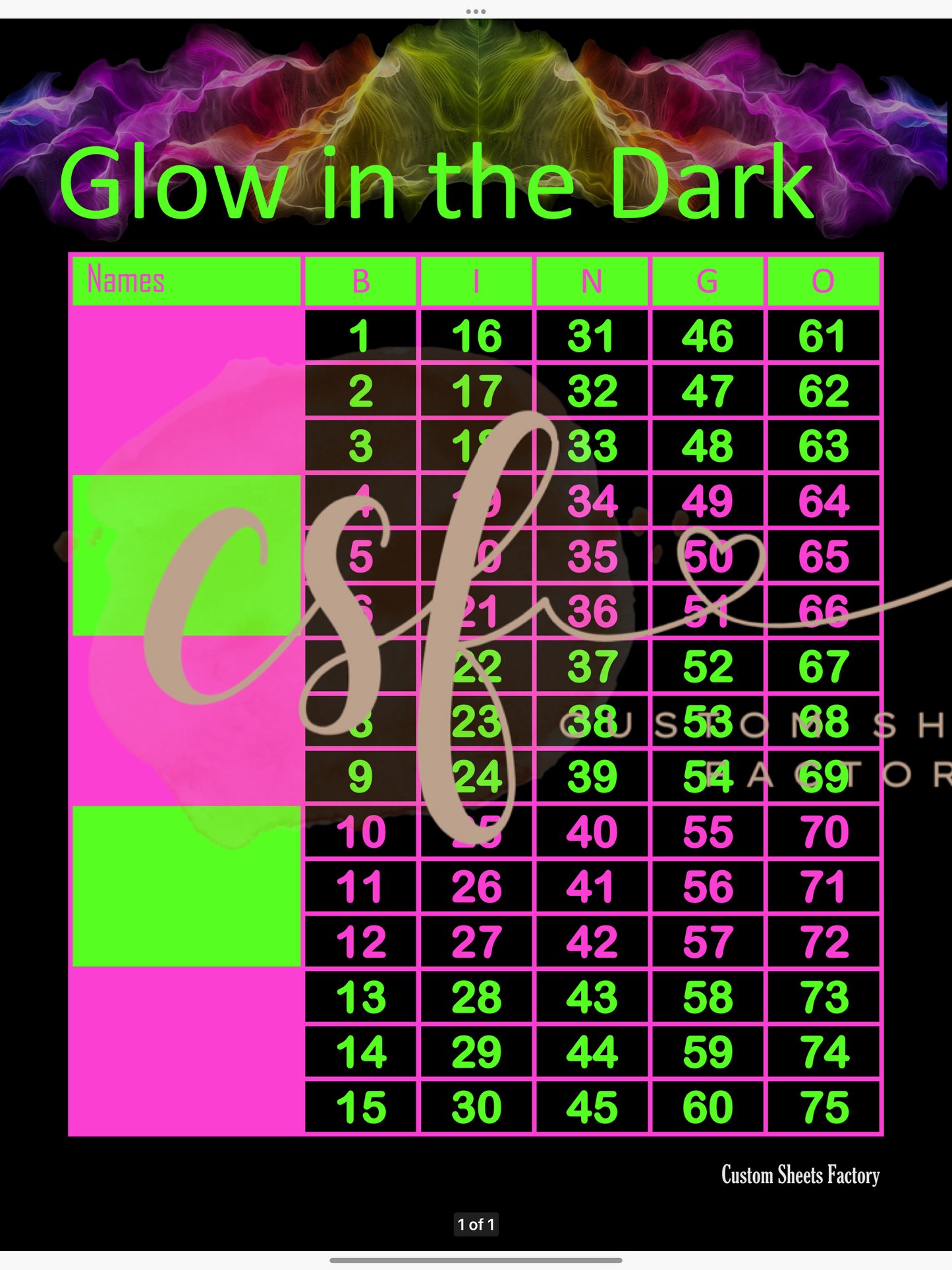 Glow in the Dark - 5 Block - 75 Ball
