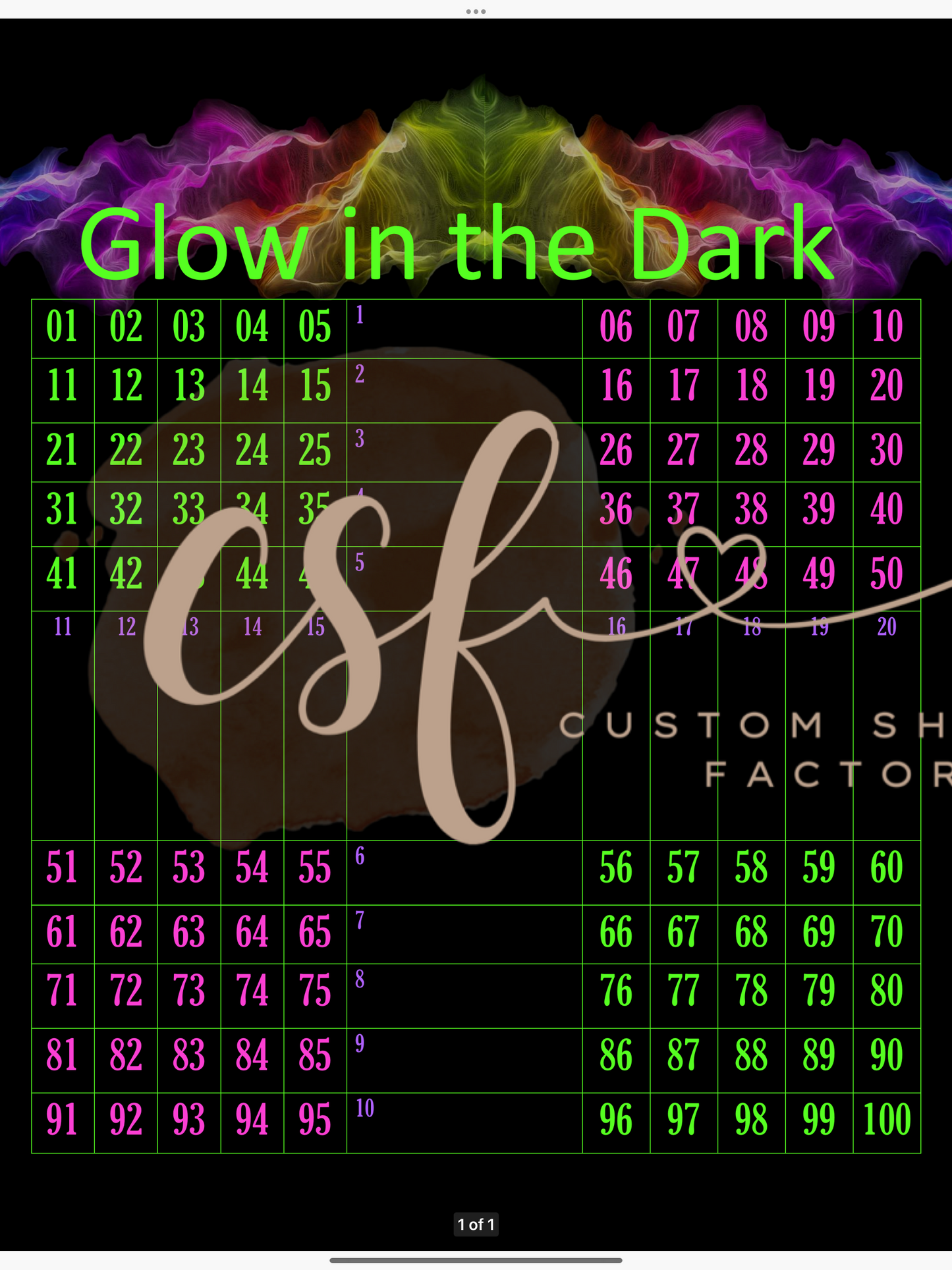 Glow in the dark - Grid - 100 Ball