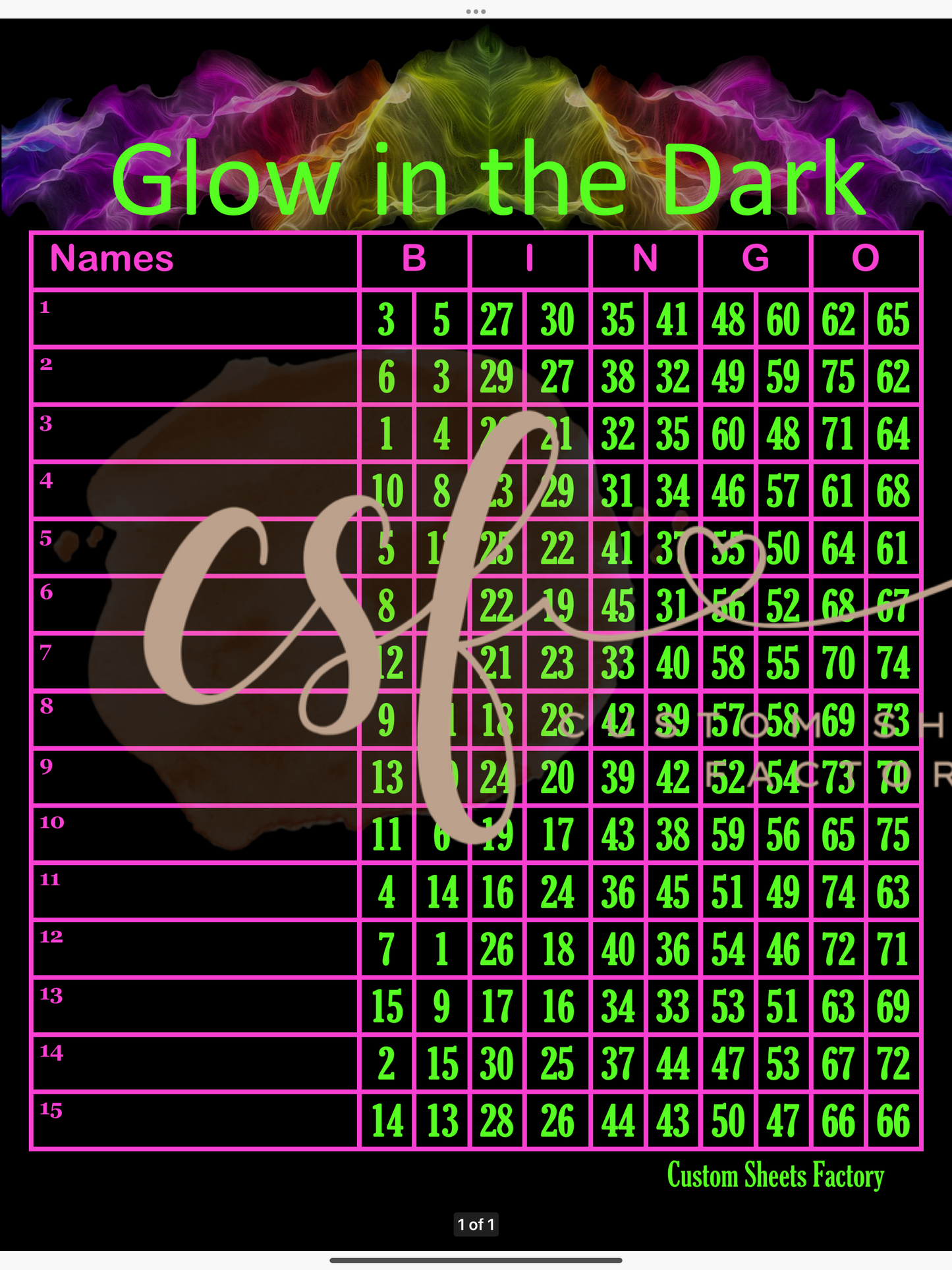 Glow in the dark - Double - 75 Ball x 2