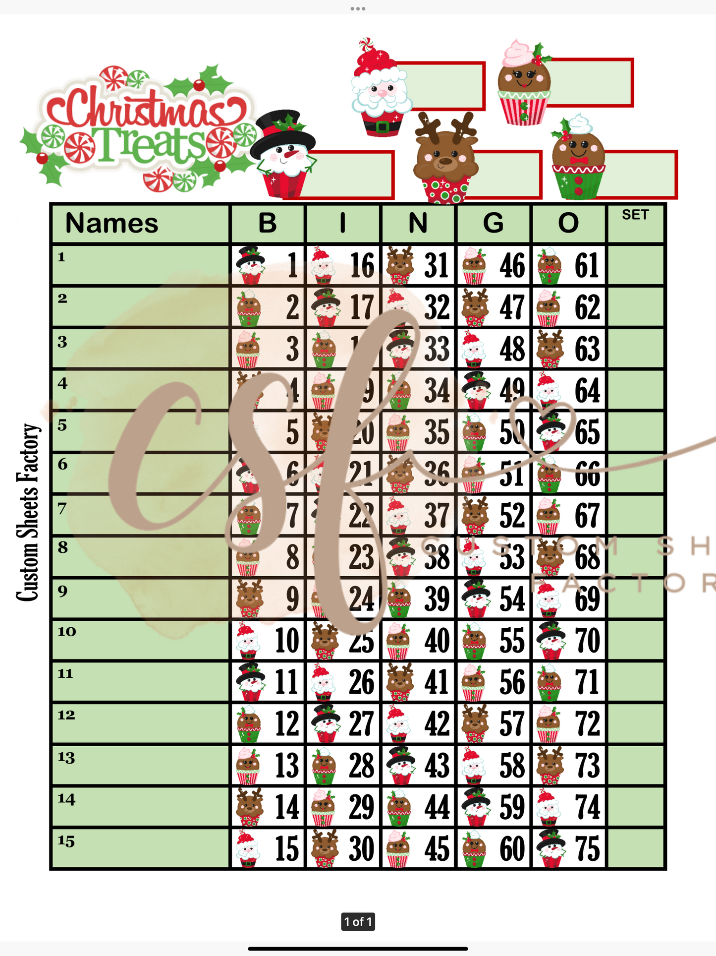 Christmas Treats - 15 Line - 75 Ball