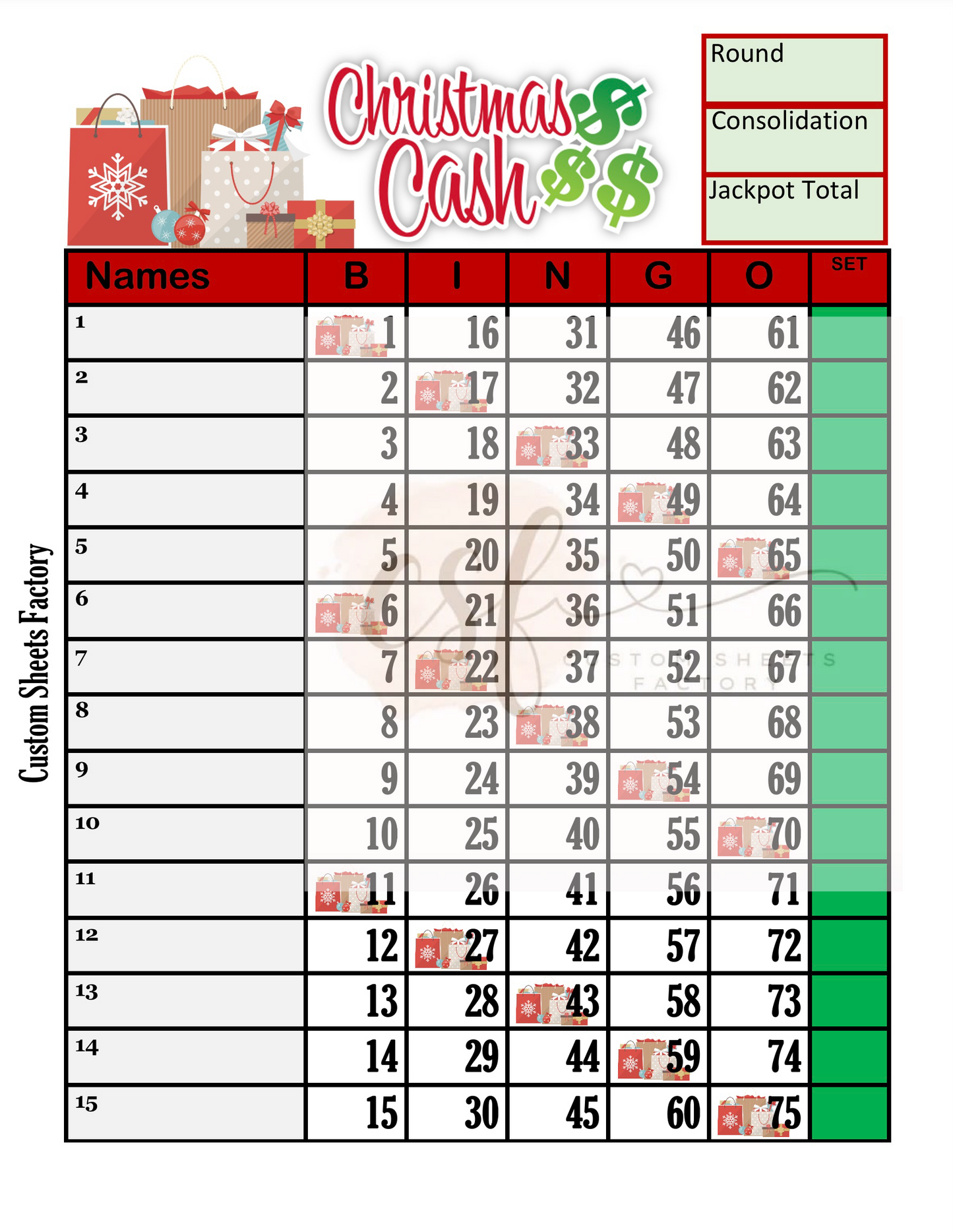 Christmas Cash - Jackpot - 15 Line - 75 Ball