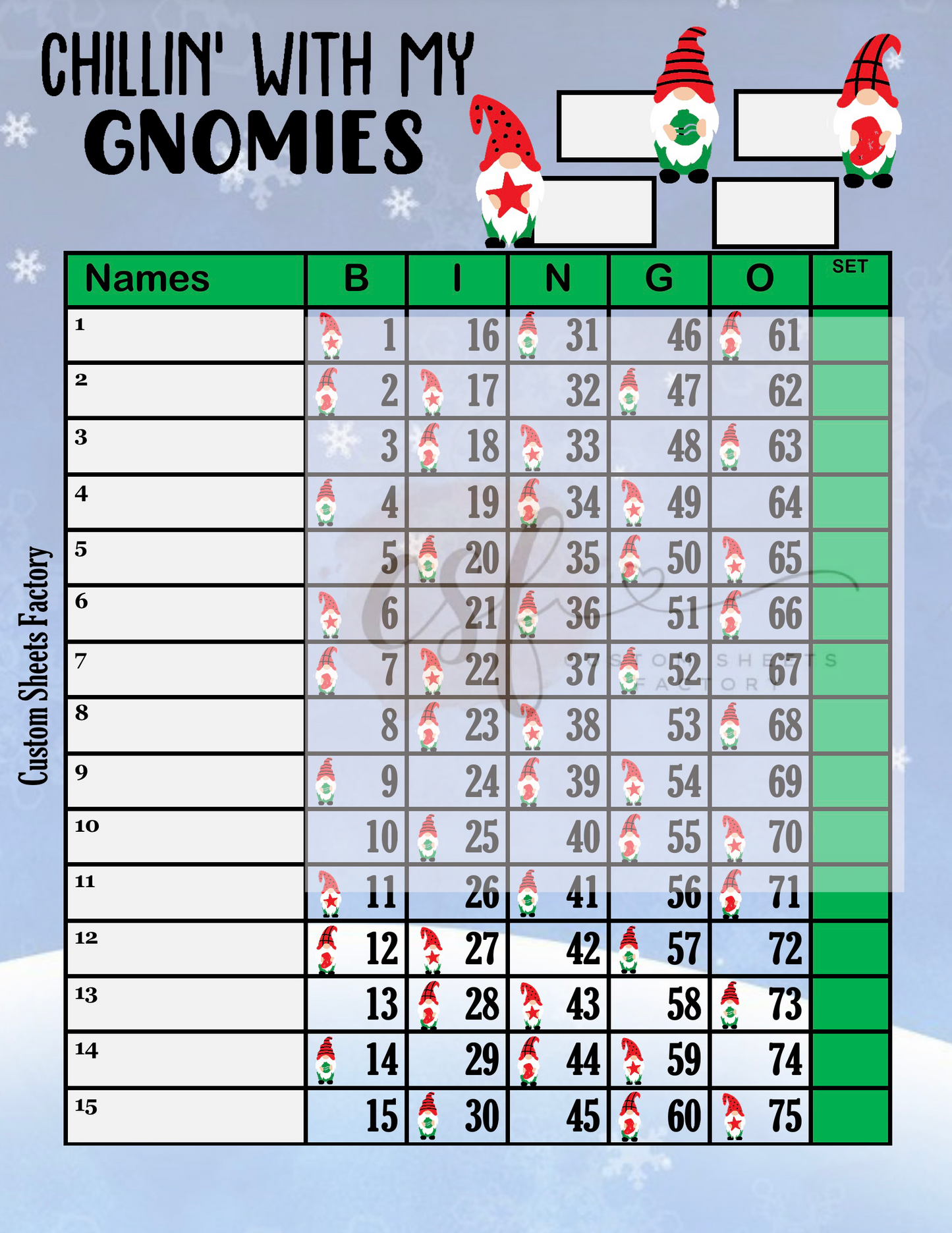 Chillin with my Gnomies - 15 line - 75 ball