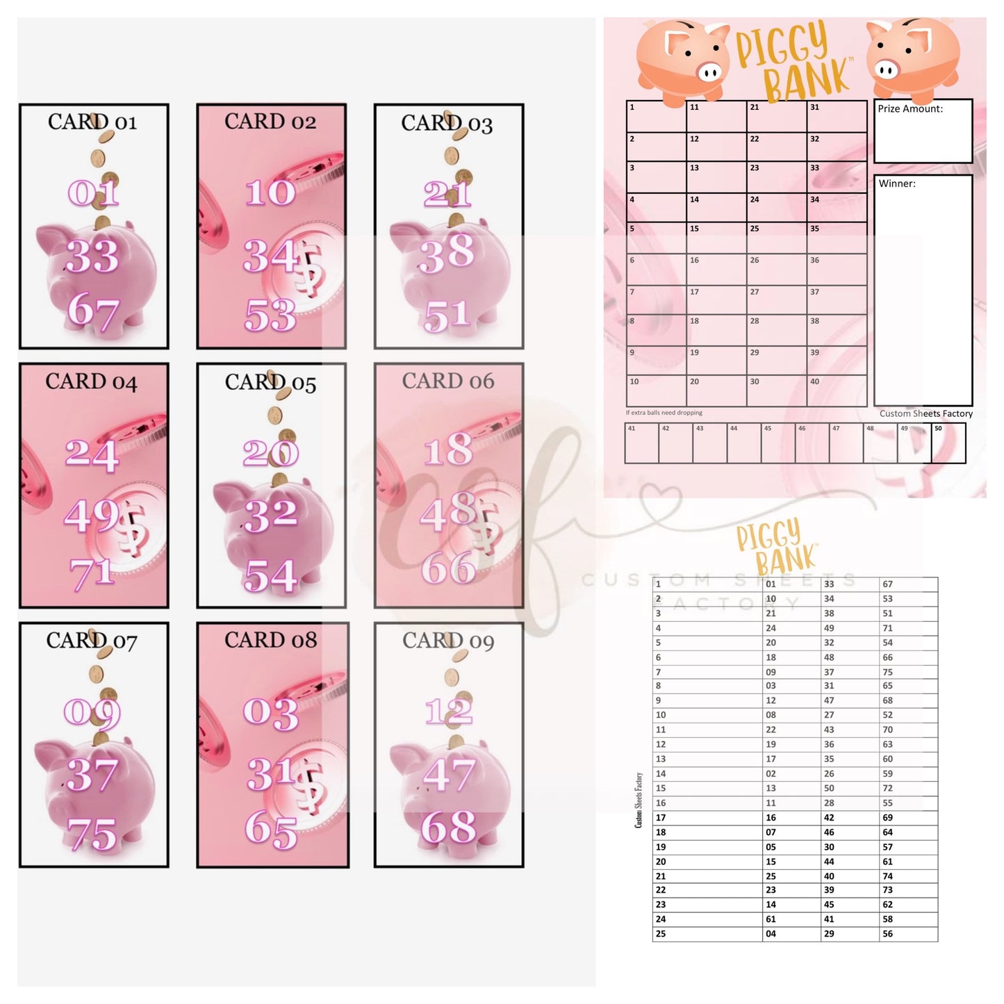 Piggy Bank Holder Set - 3 Number - 25 Cards