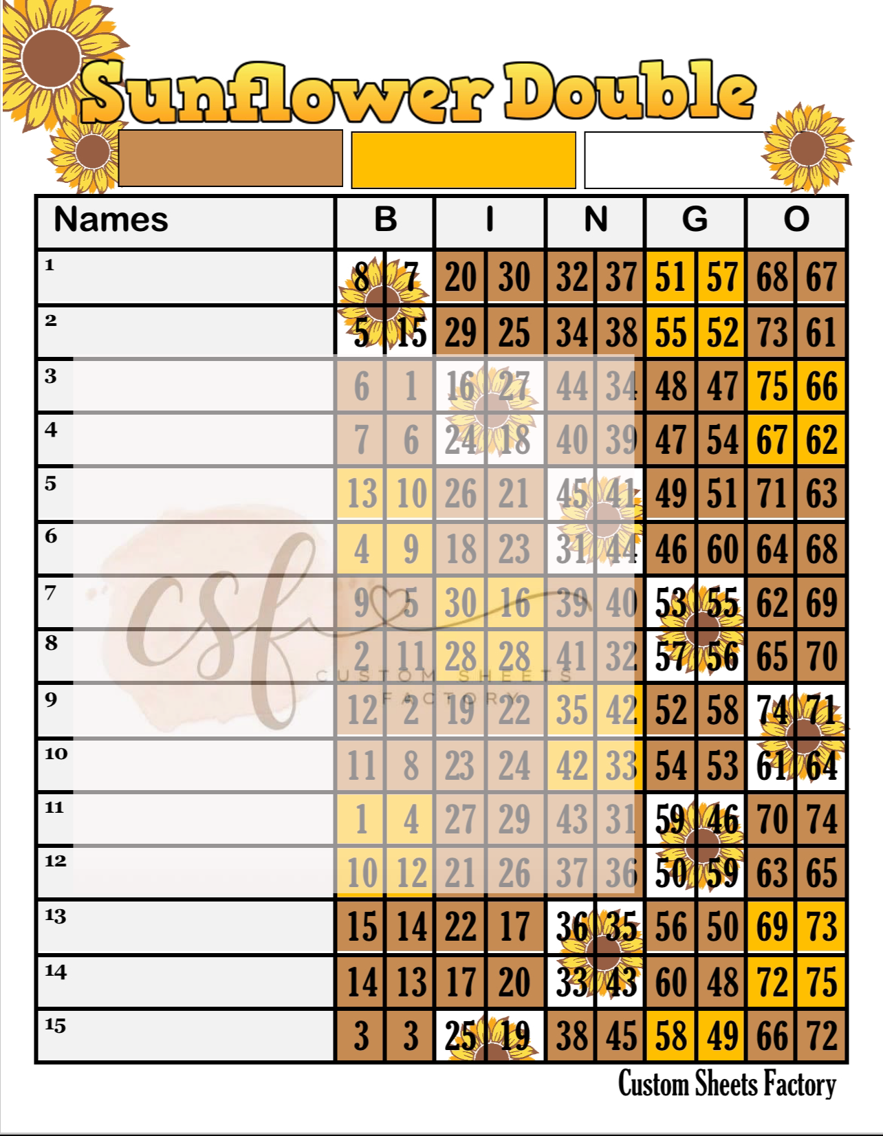 Sunflower Double - 75 Ball
