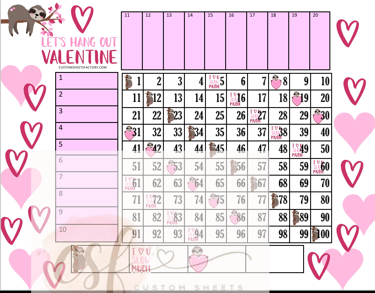 Lets Hang out Valentine - Grid - 100 Ball