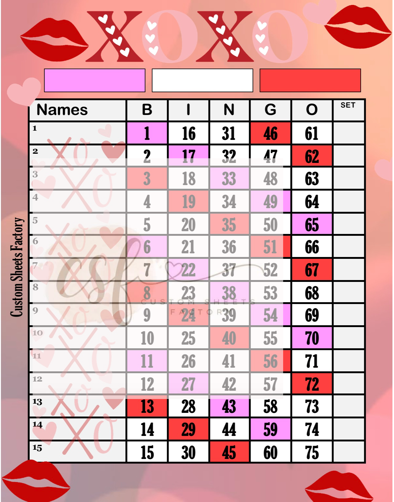 Xoxo Kiss Landing - 15 Line - 75 Ball