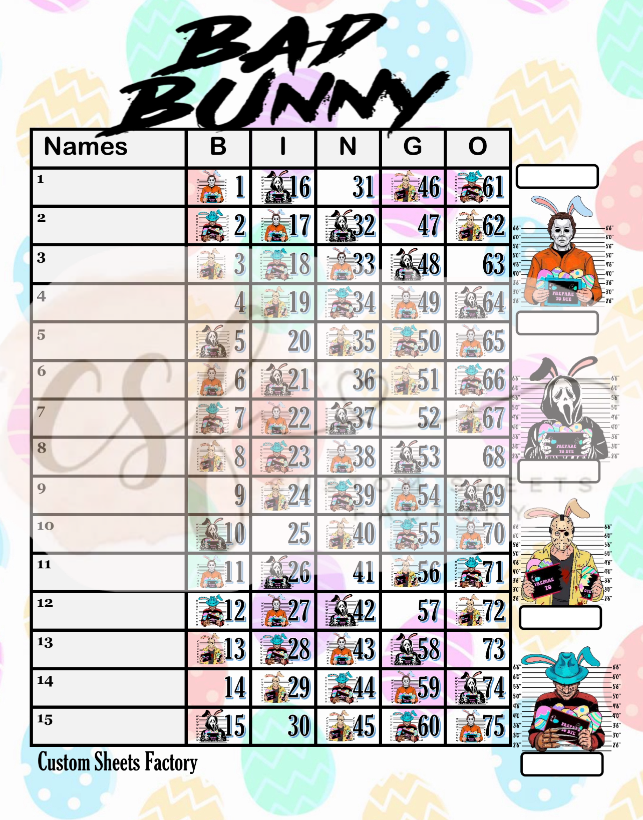 Bad Bunny Horror - 15 Line - 75 Ball