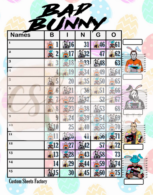 Bad Bunny Horror - 15 Line - 75 Ball