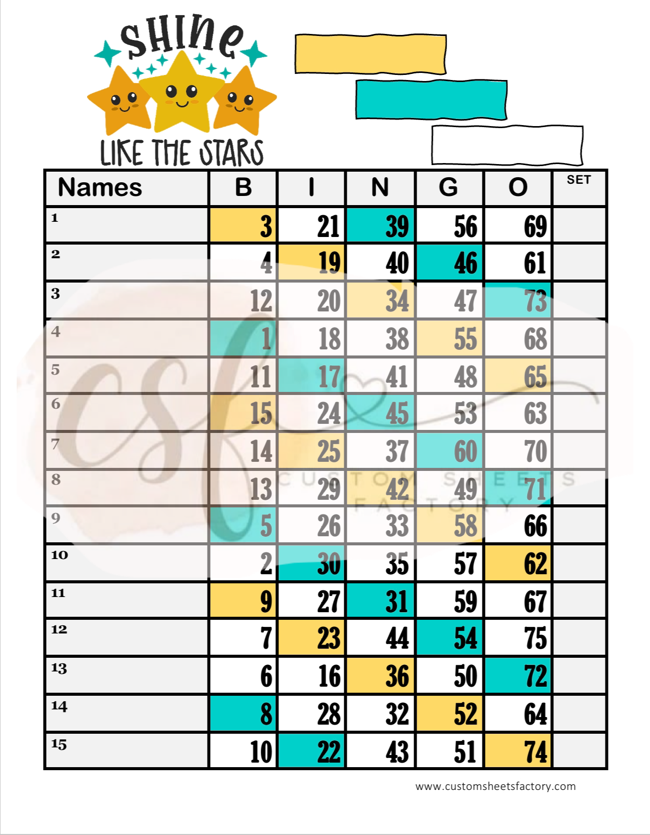 Shine like the stars - 15 Line - 75 Ball