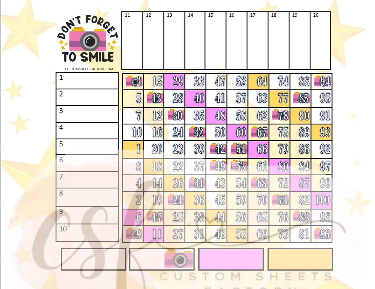 Dont Forget to Smile Grid - 20 Line - 100 Ball