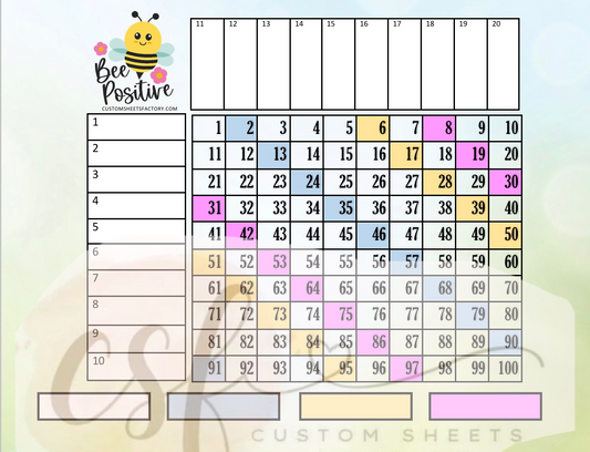 Bee Positive Grid - 20 Line - 100 Ball