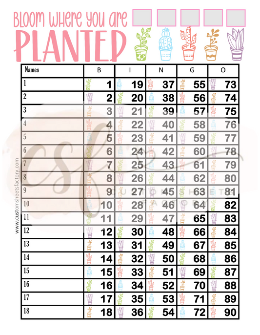 Bloom where you are planted- 18 Line - 90 Ball