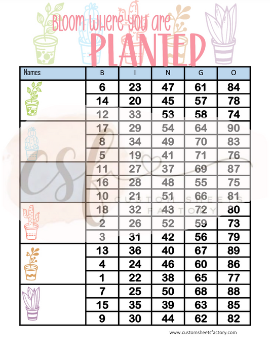 Bloom where you are planted - 6 Block - 90 Ball