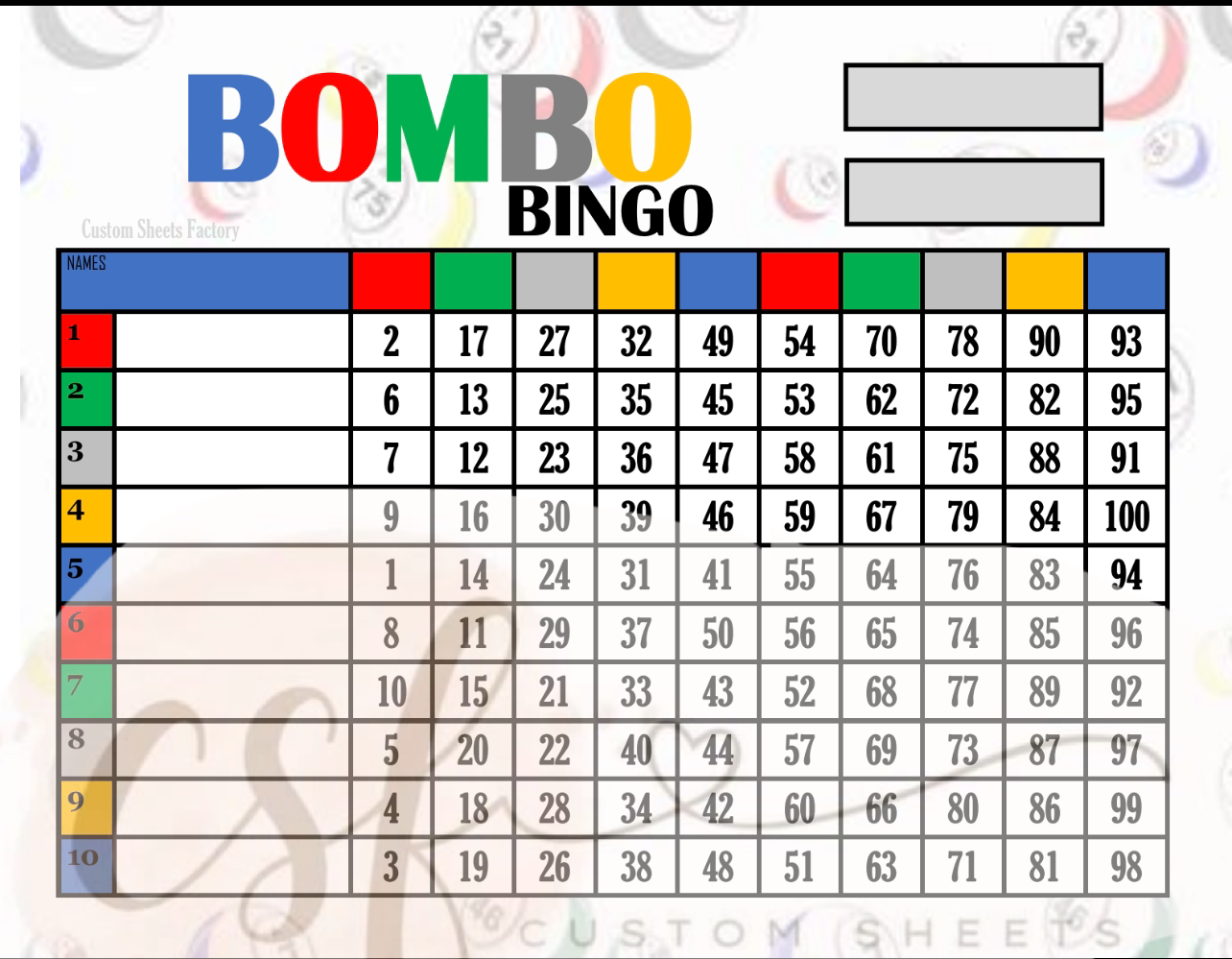 Bombo Bingo - 10 Line - 100 Ball