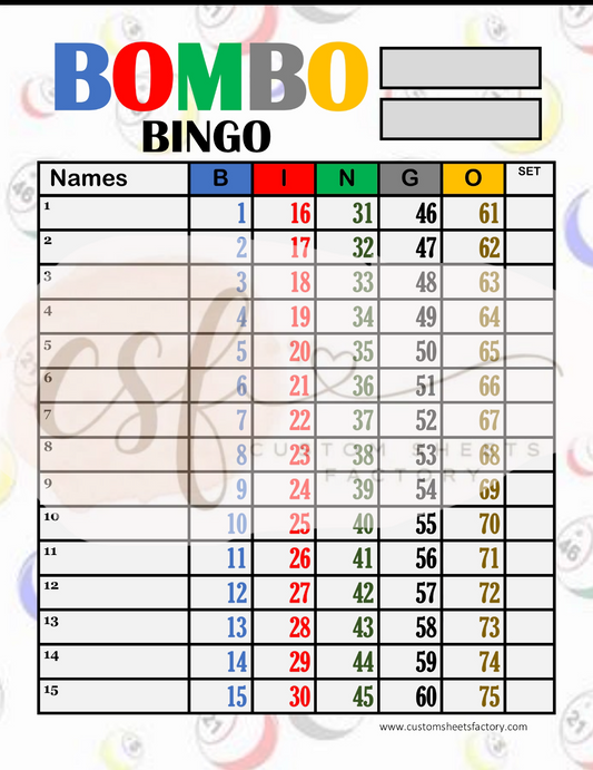 Bombo Bingo - 15 Line - 75 Ball