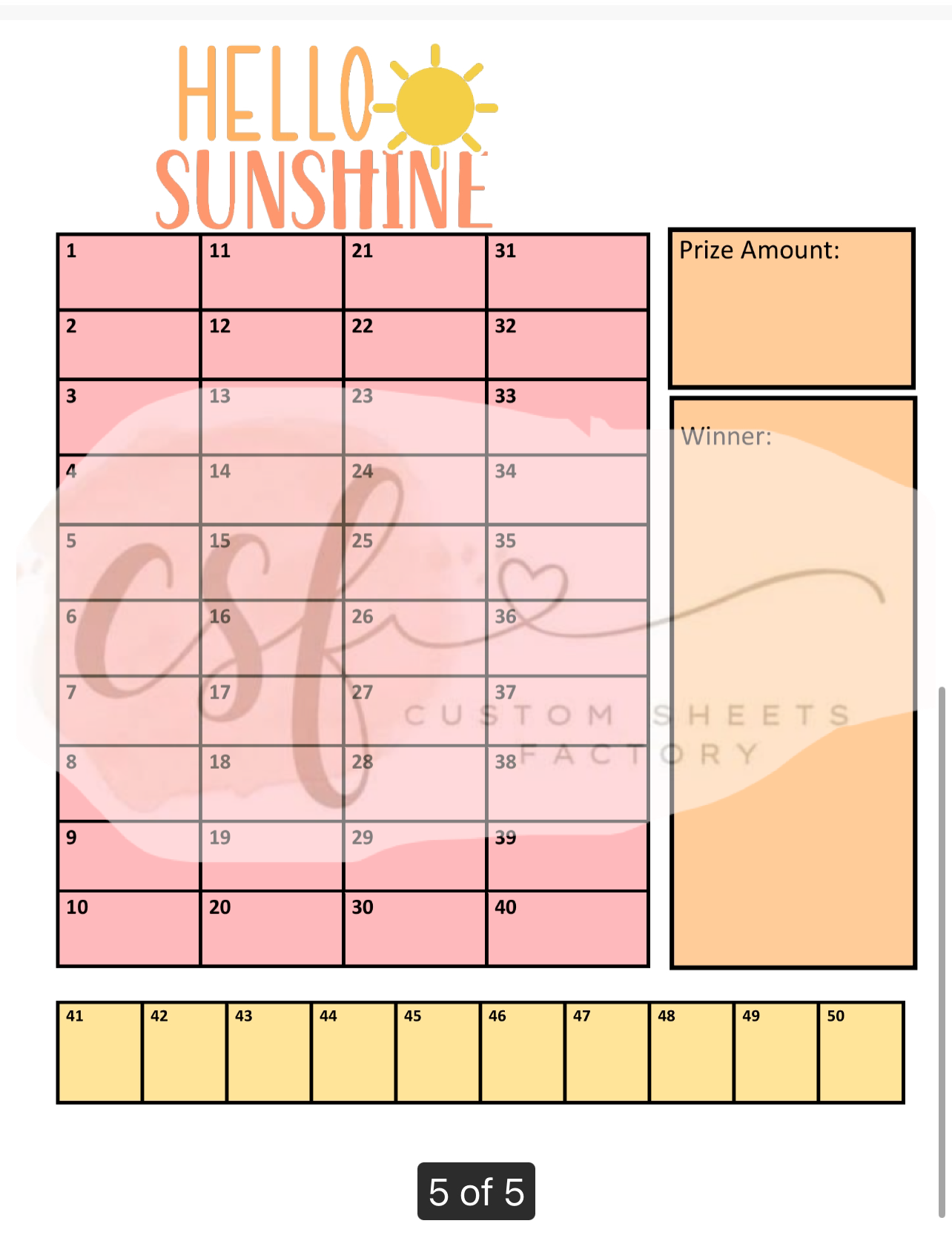 Hello Sunshine Holders - 3 Number - 25 Card