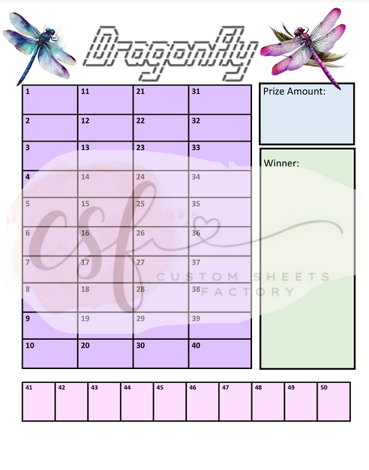 Dragonfly Holder - 10 Number - 25 Cards