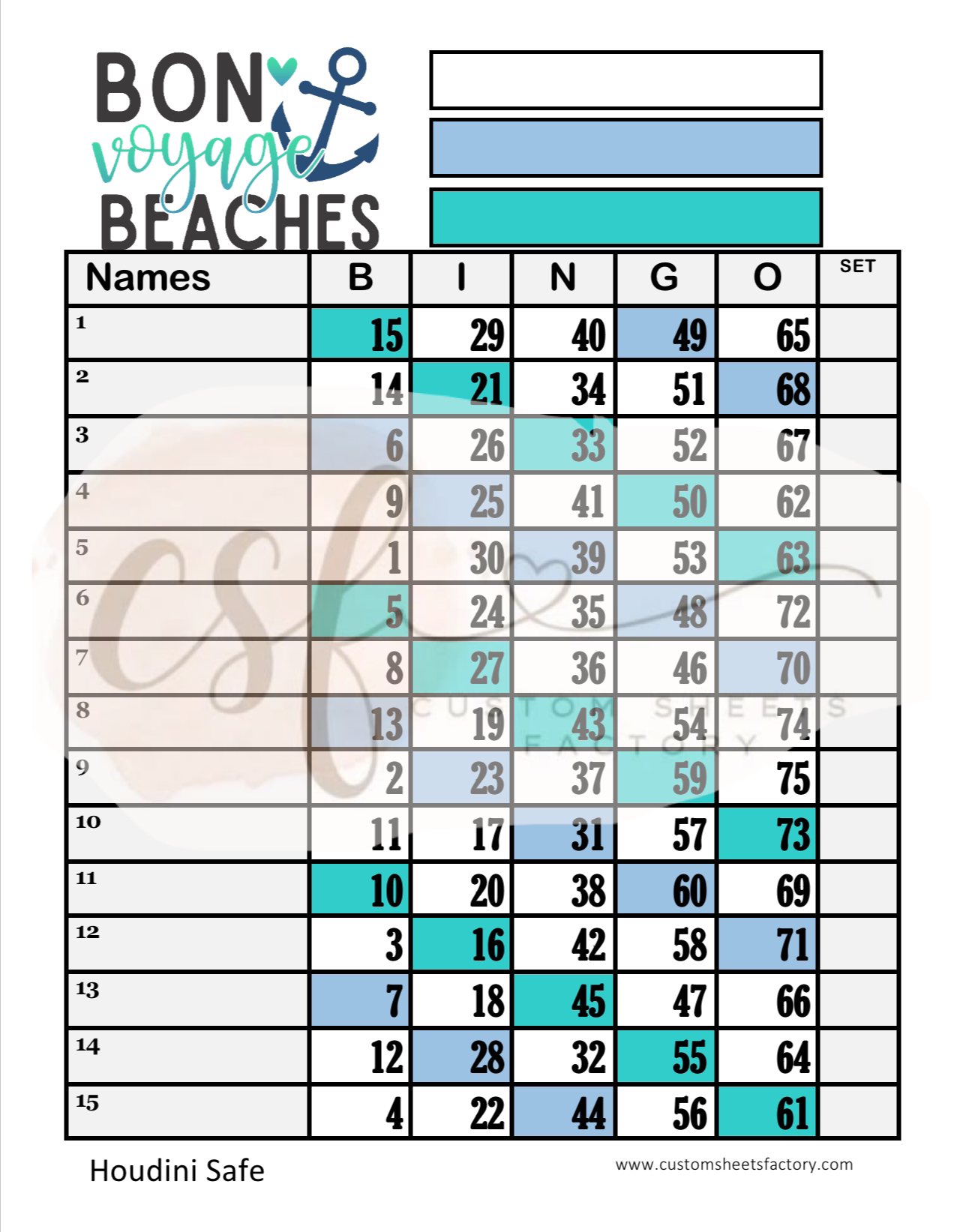 Bon Voyage Beaches - 15 Line - 75 Ball