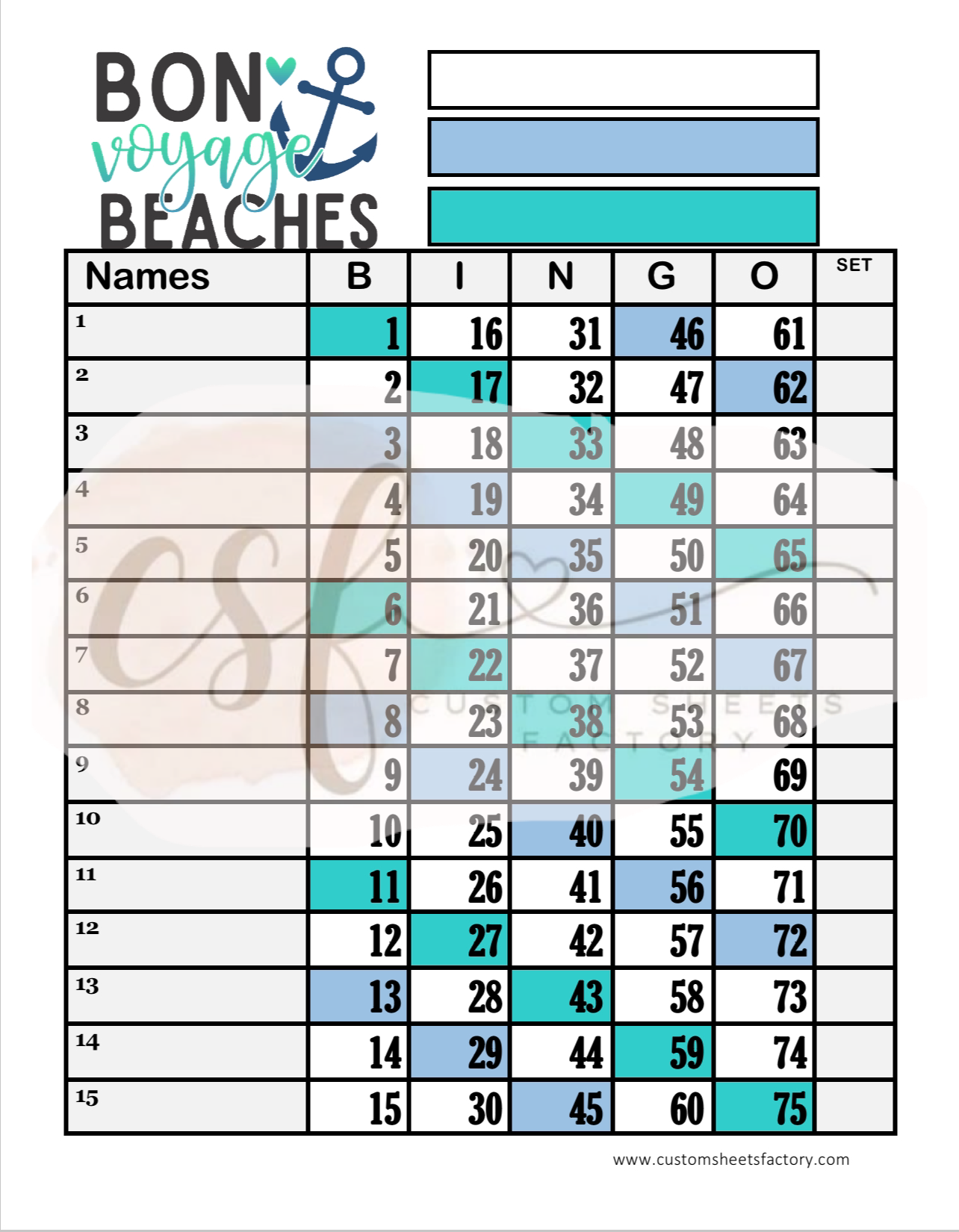 Bon Voyage Beaches - 15 Line - 75 Ball