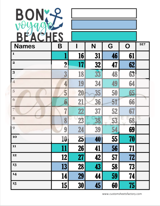 Bon Voyage Beaches - 15 Line - 75 Ball