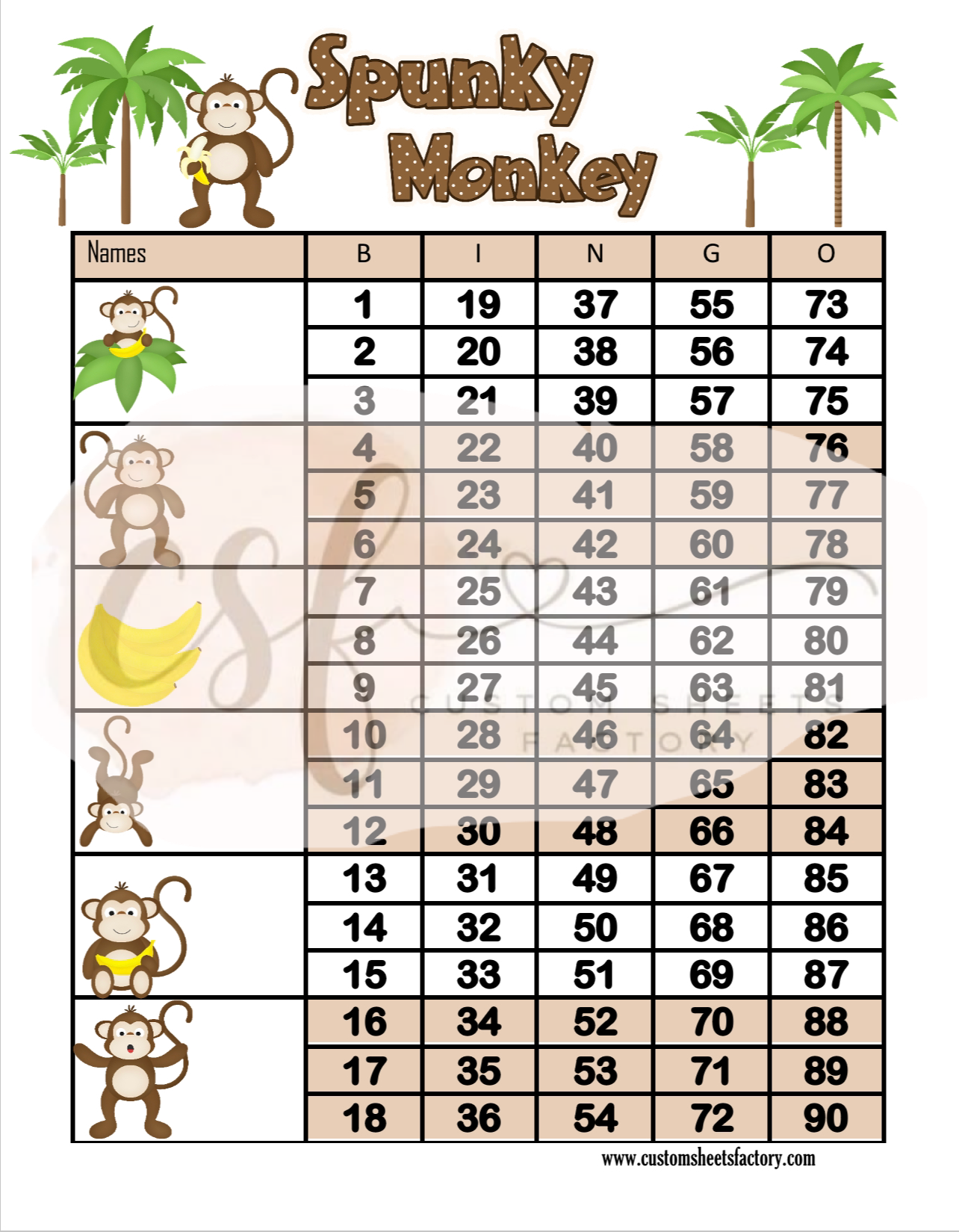 Spunky Monkey - 6 block - 90 Ball