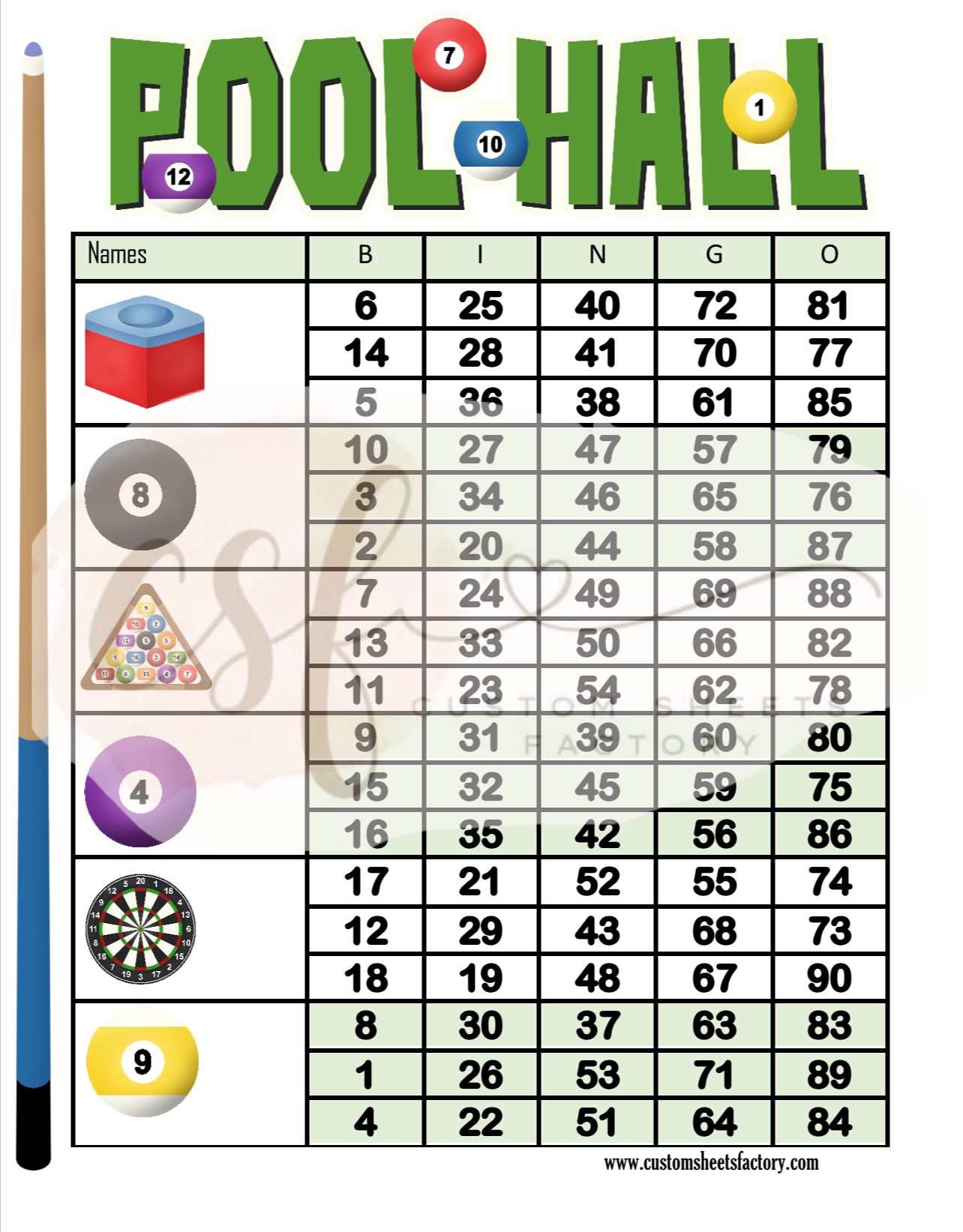 Pool Hall - 6 Block - 90Ball