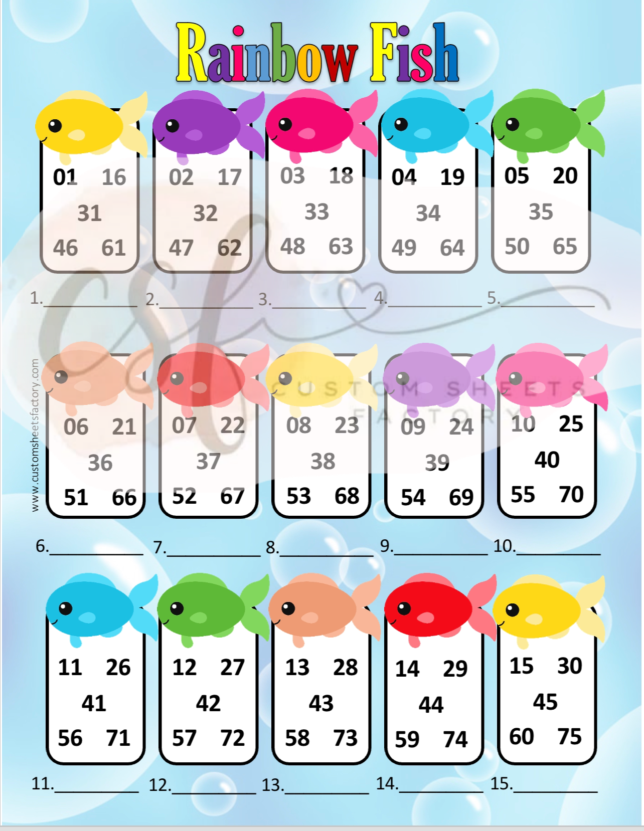 Rainbow Fish - Clip art - 15 Line