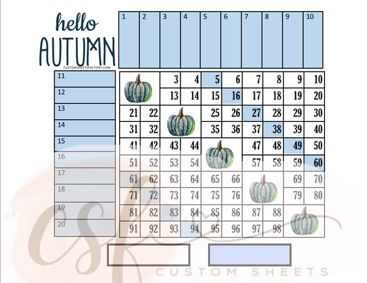 Hello Autumn Blue Pumpkin - Grid - 20 Line