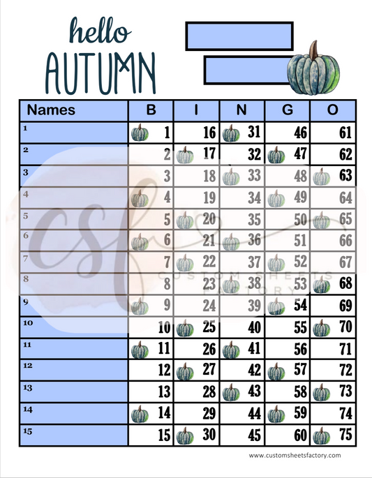 Hello Autumn Blue Pumpkin - 15 Line - 75 Ball1.0