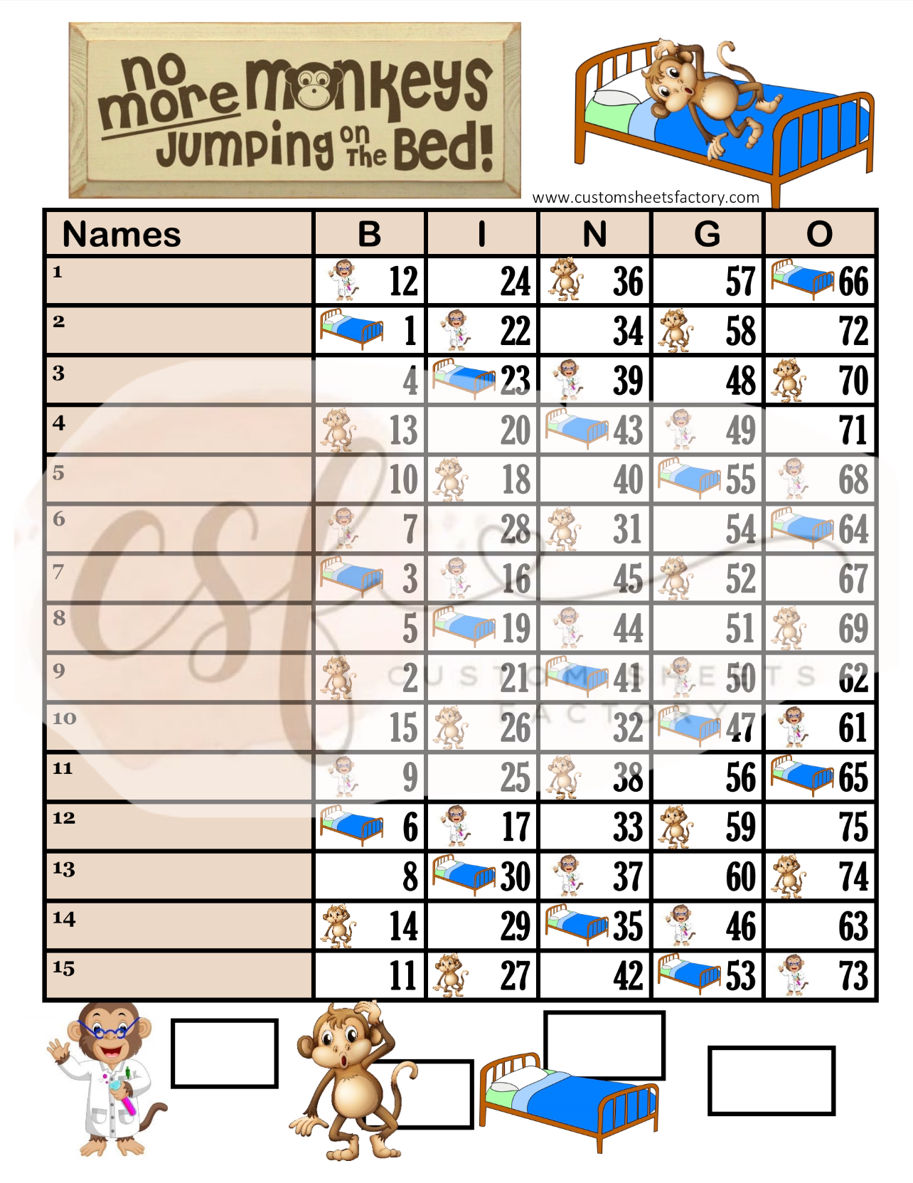 No more jumping on the bed -15 Line - 75 Ball