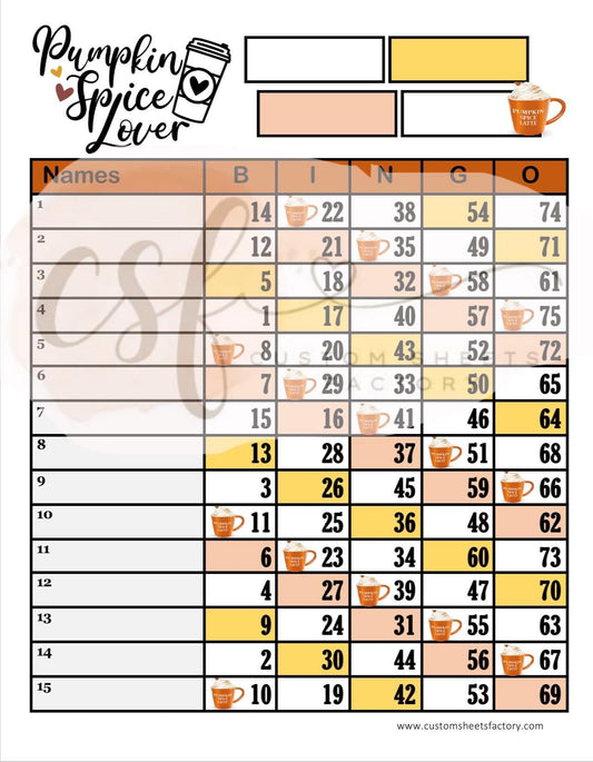 Pumpkin Spice Lover -  15 Line, 18 Line, 10 Line, 5 Block, 6 Block & Grid