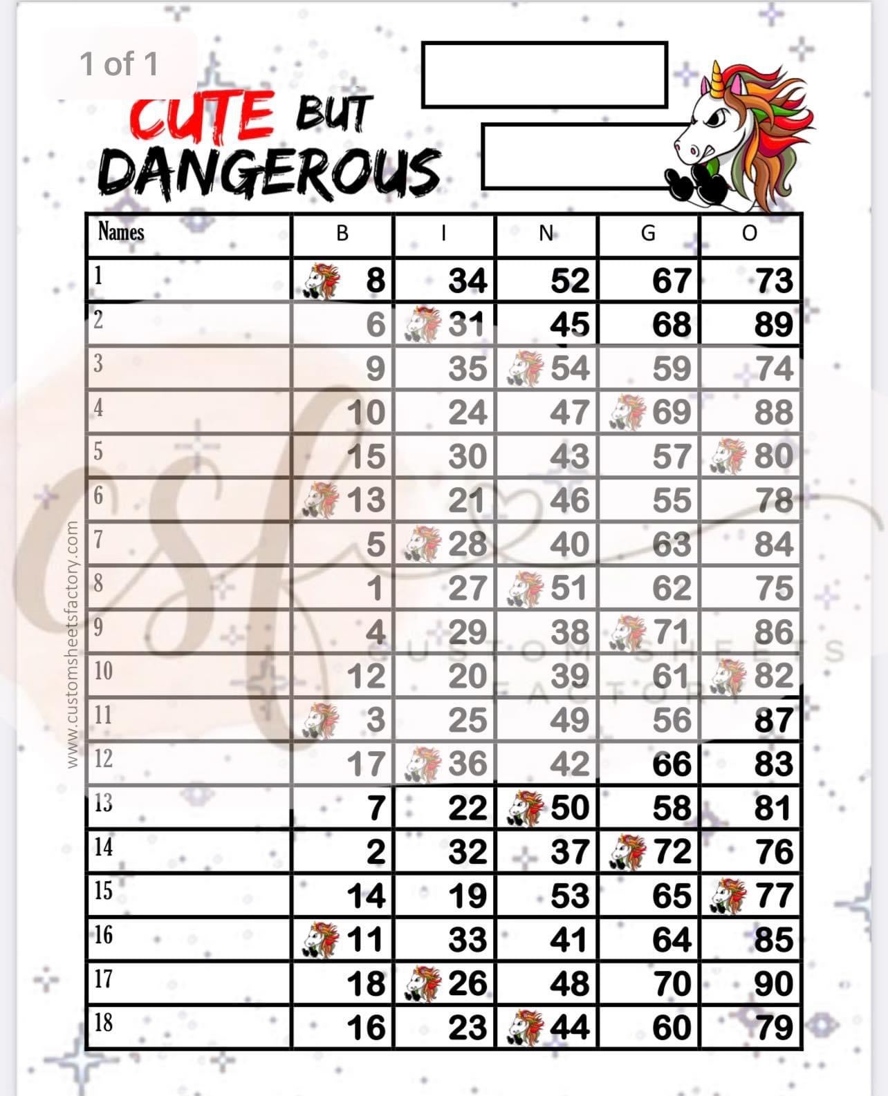 Cute but Dangerous Unicorn  - 15 Line, 18 Line, 10 Line, 5 Block, 6 Block & Grid