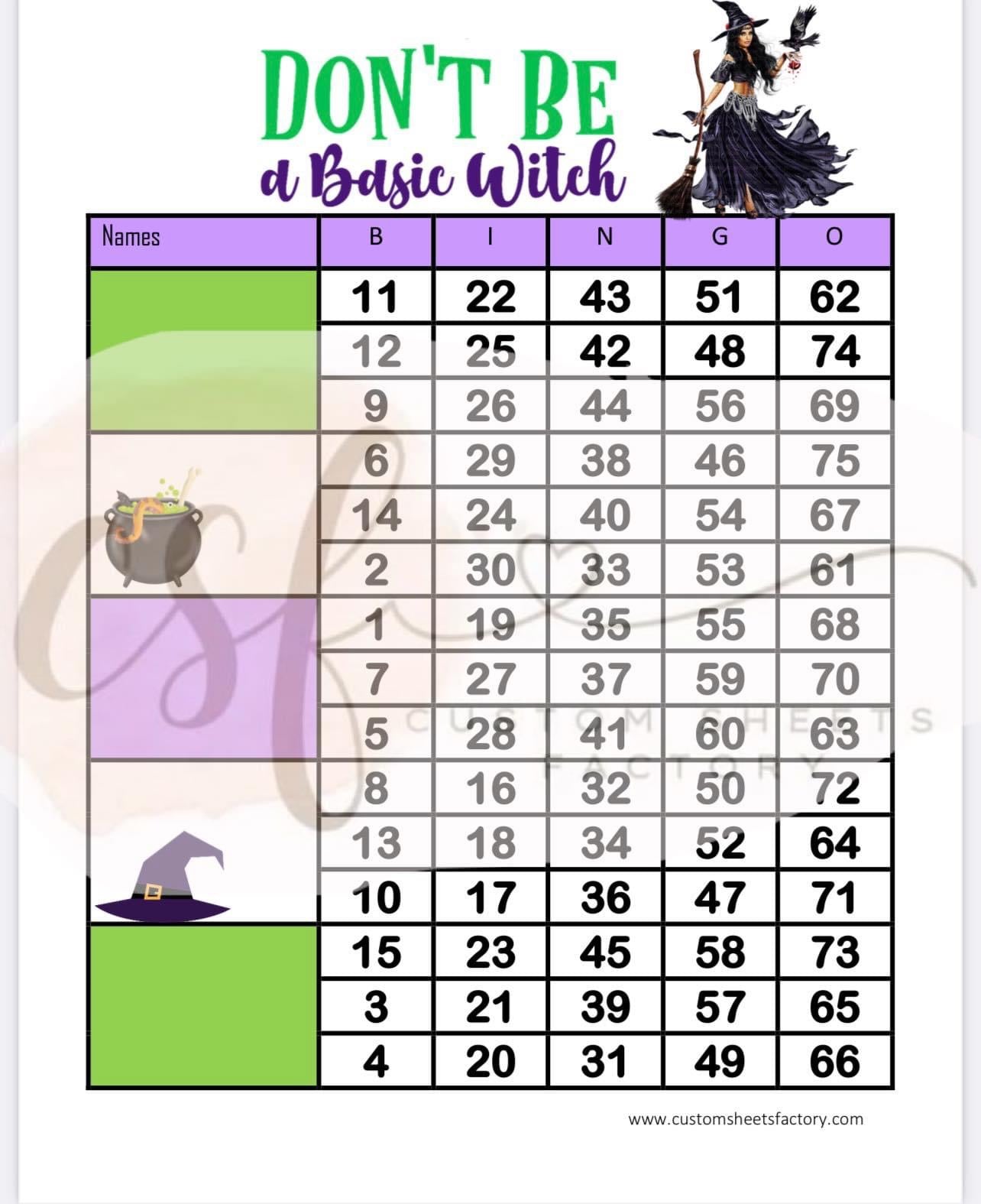 Dont be a basic witch - 15 Line, 18 Line, 10 Line, 5 Block, 6 Block & Grid