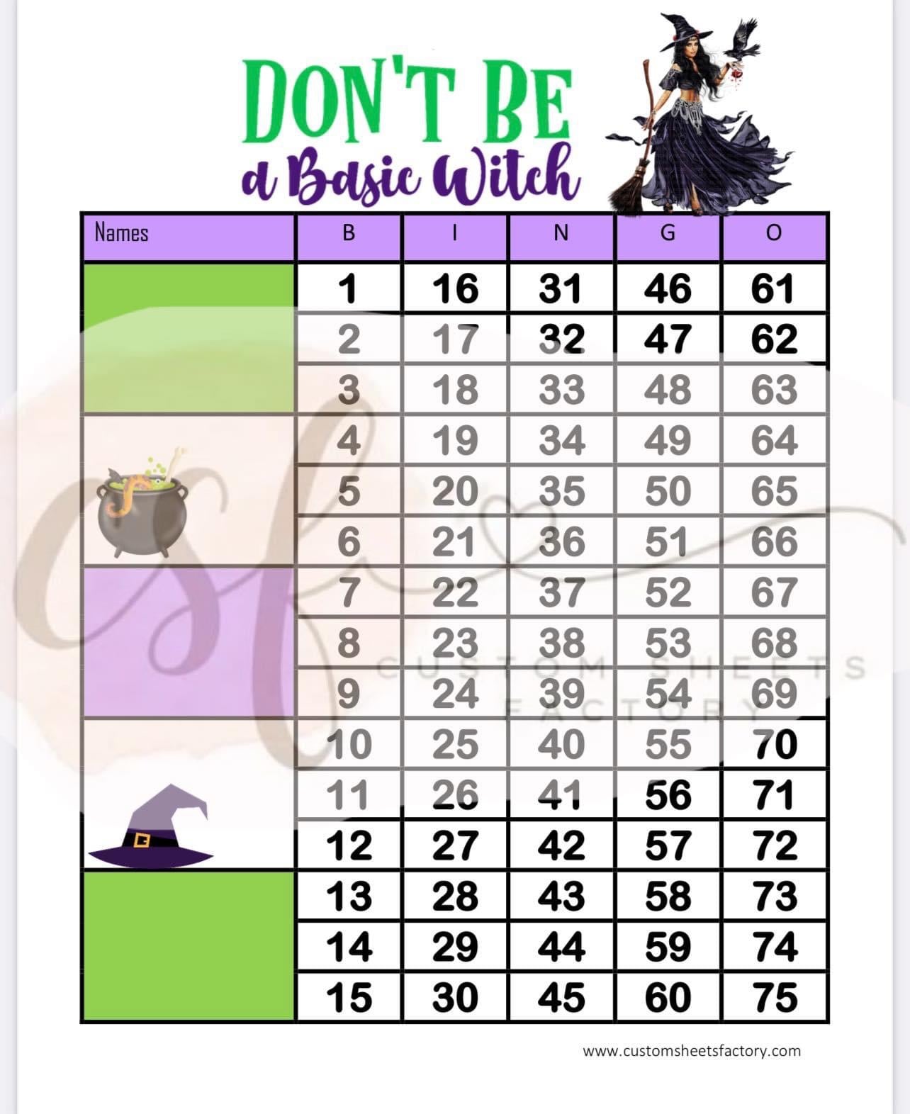 Dont be a basic witch - 15 Line, 18 Line, 10 Line, 5 Block, 6 Block & Grid