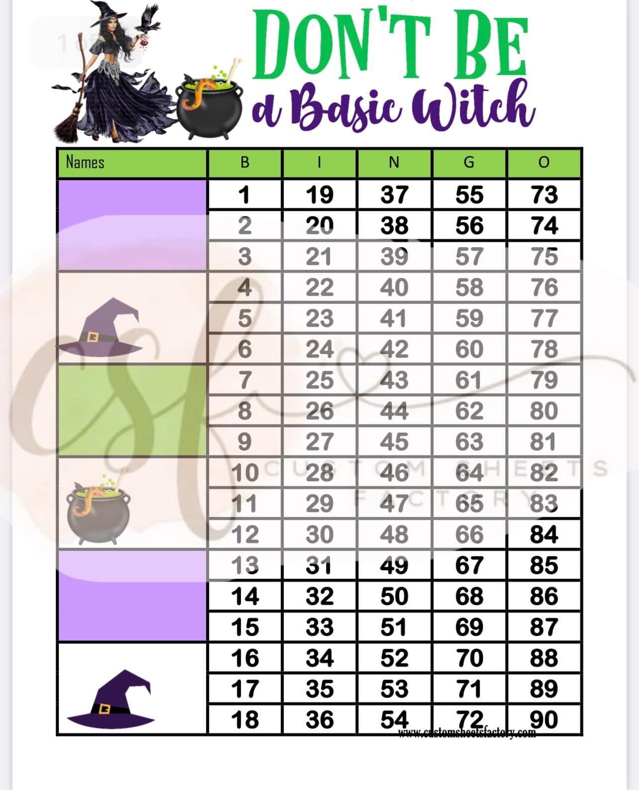 Dont be a basic witch - 15 Line, 18 Line, 10 Line, 5 Block, 6 Block & Grid