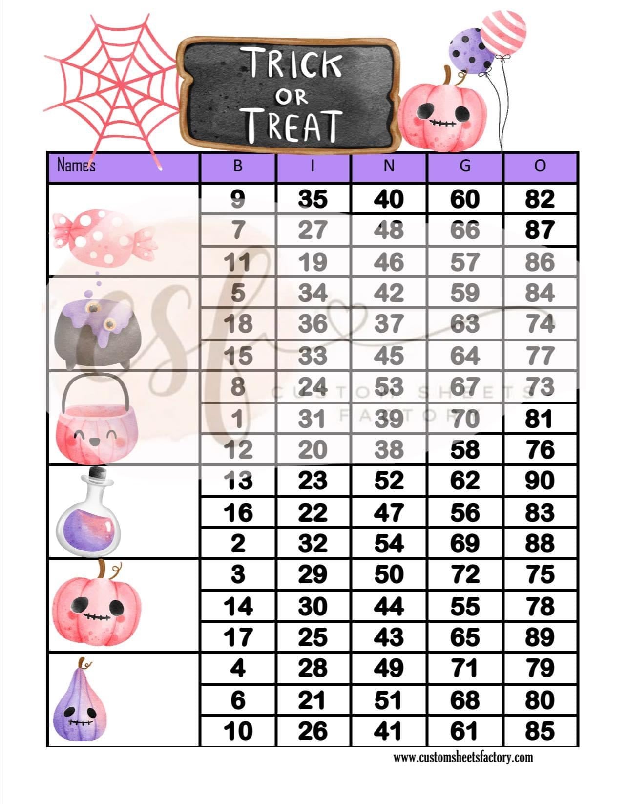 Trick or Treat Purple and Pink - 15 Line, 5 Block, 6 Block, Clipart & Grid