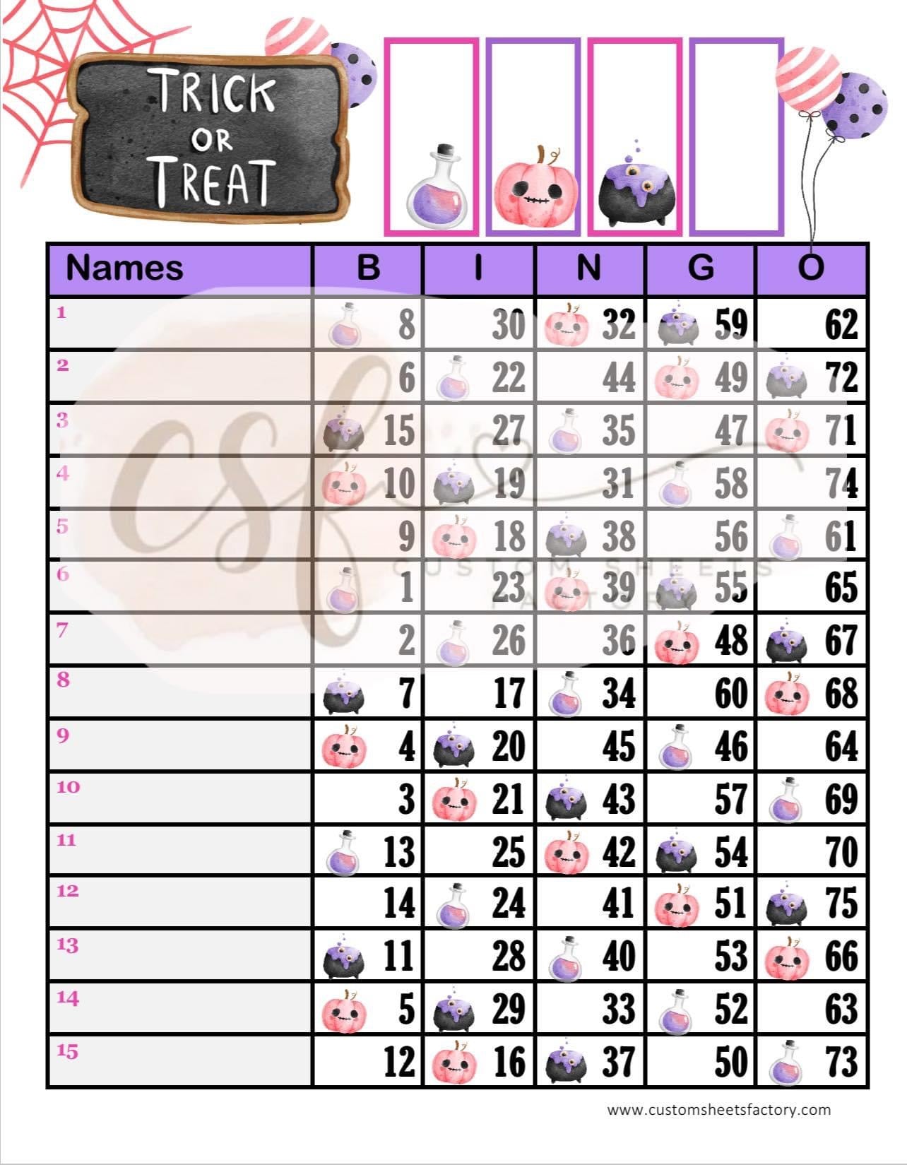 Trick or Treat Purple and Pink - 15 Line, 5 Block, 6 Block, Clipart & Grid