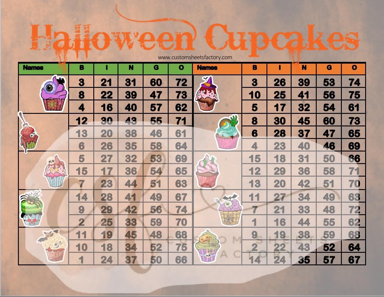 Halloween Cupcakes - 10 Block - Straight/Mixed & Mixed/Mixed