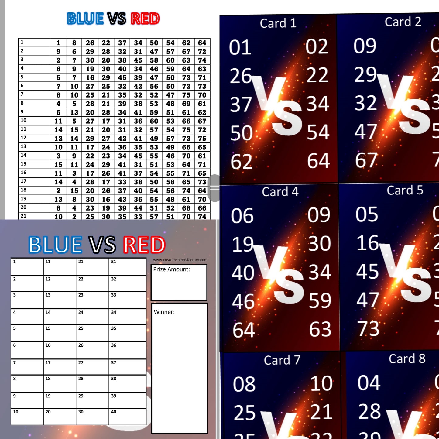 Red VS Blue - 10 Number - 25 Card - Holder