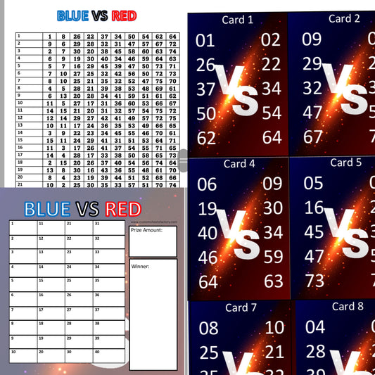 Red VS Blue - 10 Number - 25 Card - Holder