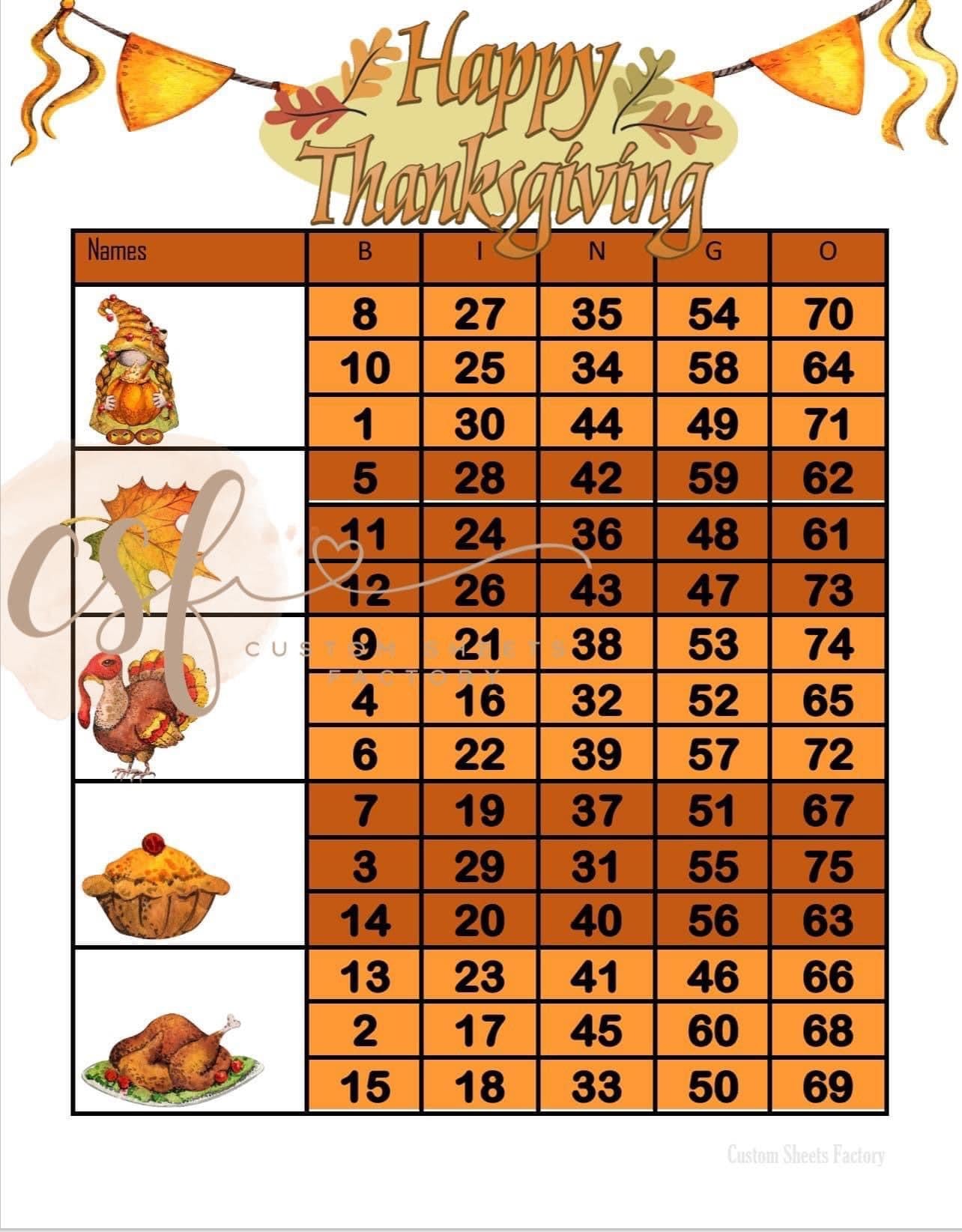 Happy Thanksgiving - 5 Block - 75 Ball